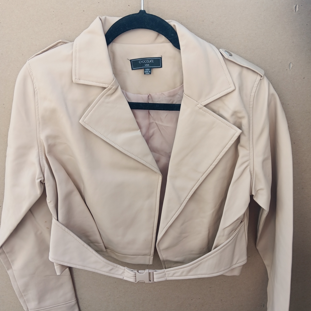 Chocolate Women's Tan Faux Leather Jacket